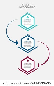 Infografik der Business-Timeline, Vektorgrafik 3 Schritte