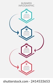 Infografik der Business-Zeitachse, 4 Schritte
