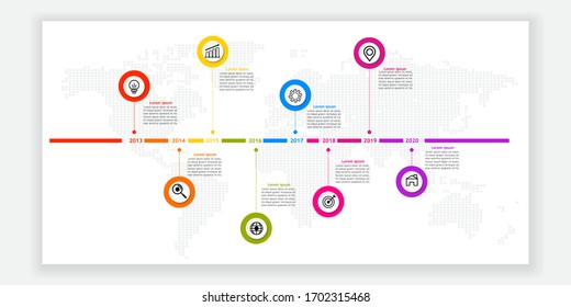 Business timeline infographic.process diagram 8 step vector design. Can be used for workflow layout, annual report, presentation slide, web design. Business concept with process