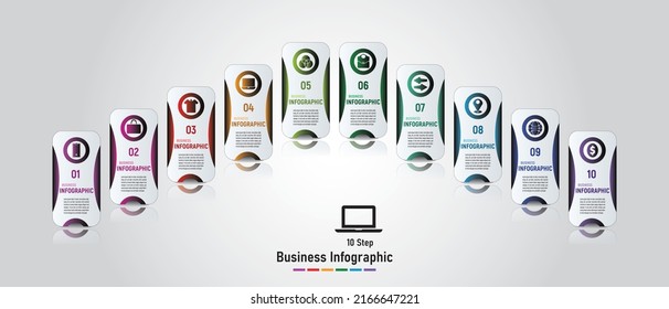 Business or Timeline infographics design vector and marketing icons can be used for workflow layout, diagram, annual report, web design. Business concept with 10 options, steps or processes.