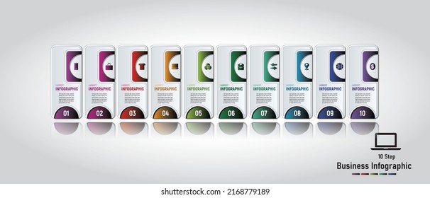 Business or Timeline infographics design vector and marketing icons can be used for workflow layout, diagram, annual report, web design. Business concept with 10 options, steps or processes.