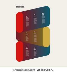 Business Timeline Infographics Template with Colorful Gradient Shapes. Editable Eps10 Vector Illustration.
