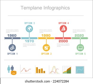 Business Timeline Infographics Vector Design Template For Financial Reports, Website, Infographic Statistics.