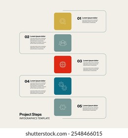 Business timeline infographics vector template. Project presentation with progress steps. Minimal design eps10 illustration.