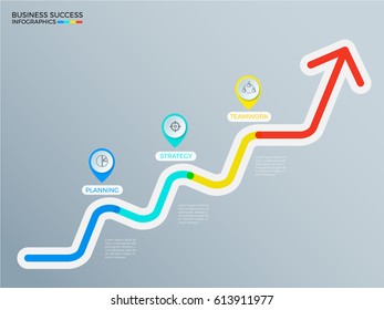 Business timeline modern colorful pointer infographics template with icons and elements. Can be used for workflow layout, banner, diagram, number options, web design. Infographics Vector Illustration.