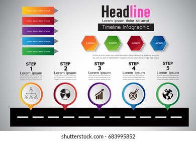 business timeline, organization, road map infographic, Design template,  Vector Illustration