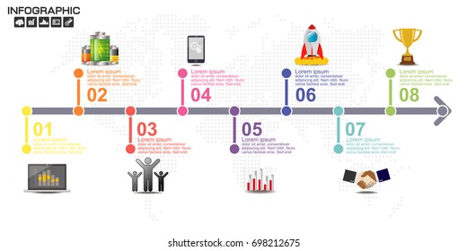 Business timeline Process chart. Diagram with steps, options, parts or processes. business template for presentation. Abstract elements of graph, Creative concept for infographic.