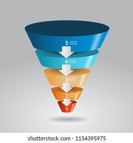 business timeline process chart infographics funnel template used for presentation and workflow layout diagram, web design. Infographic data graphic collection copy space vector illustration