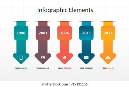business timeline process chart infographics template. Vector banner used for presentation and workflow layout diagram, web design. Abstract elements of graph 