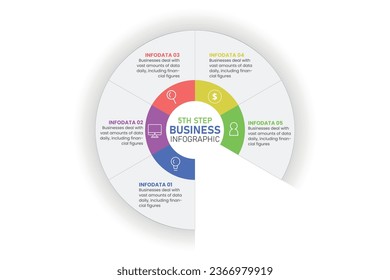 Business timeline process infographic template with 5 options for presentations, advertising, layouts, annual reports