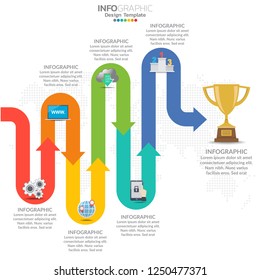 Business timeline workflow infographics. Corporate milestones with arrows.