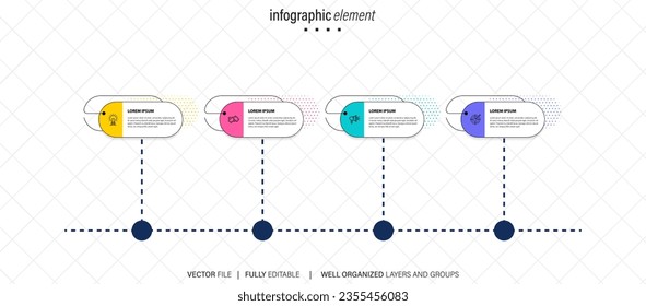 Business timeline workflow infographics. Corporate milestones graphic elements. Company presentation slide template with year periods. Modern vector history time line design.
