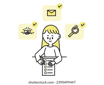 Business TODO list task female work illustration