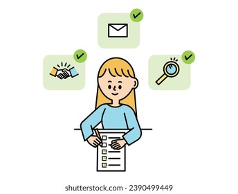 Business TODO list task female work illustration