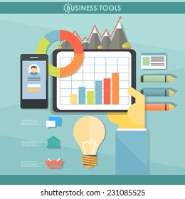 business tools. flat illustration