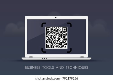 Business tools and techniques - QR Codes on laptop 