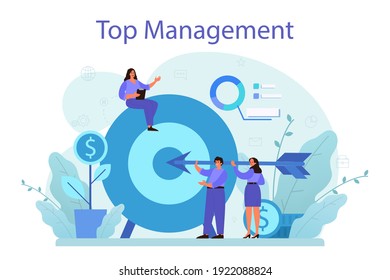 Business top management concept. Successful strategy, motivation and leadership. Project manager, company ceo idea. Isolated vector illustration