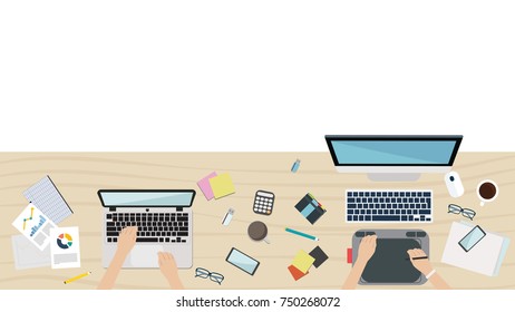 Business top view vector. free space for text.
