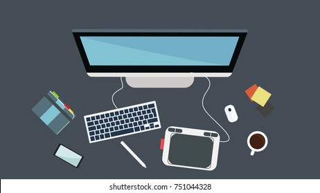 business top view vector. free space for text.