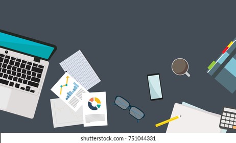 business top view vector. free space for text.