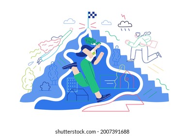 Business topics - the career. Modern flat vector