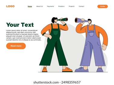 Business Topics Concept Web Template Flat Illustration - Exploration Through Visual Perspectives