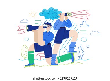 Business topics - the development. Modern flat vector