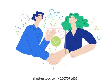 Business topics - the partnership. Modern flat vector