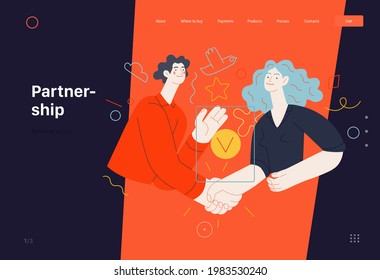 Business topics - partnership, web template. Modern flat vector