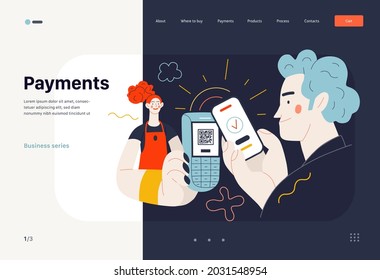Business topics - payments, web template. Modern flat vector