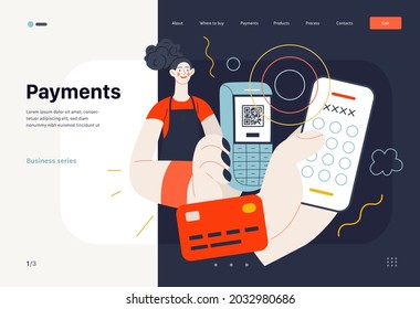 Business topics - payments, web template. Modern flat vector