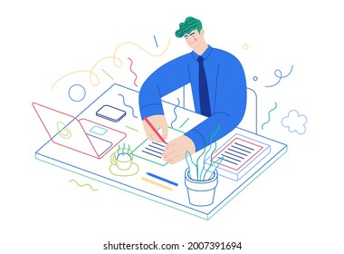 Business topics - the tasks. Modern flat vector