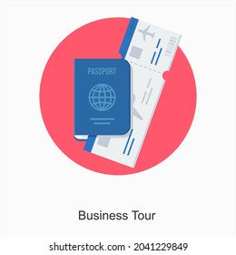Business Tour or Passport Icon Concept