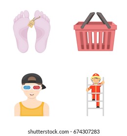 business, trade, entertainment and other web icon in cartoon style.fireman, work, fire icons in set collection.