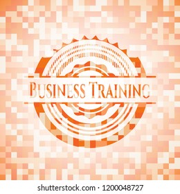Business Training abstract orange mosaic emblem with background