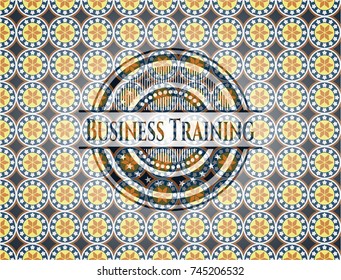 Business Training arabic badge background. Arabesque decoration.