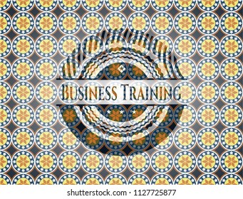 Business Training arabic style emblem. Arabesque decoration.