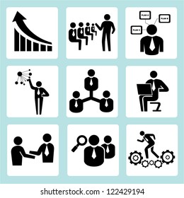 business training, company management icon set