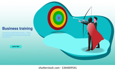 Business training concept. Web banner for banking or finance community. Vector Illustration design.