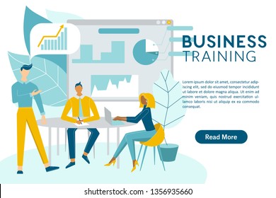 Business training concept web banner with the place for your text. Business meeting, training staff, corporate meeting, business seminar, employee training, co-working. Man talking before colleagues.