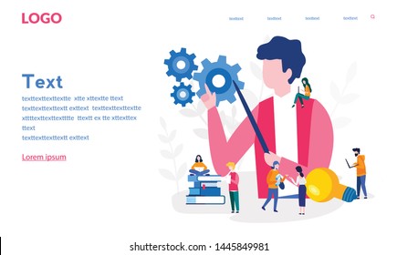 Business training or courses Vector illustration for web banner, print, infographics. E-Learning Technology, Business seminar speaker doing presentation, professional training.