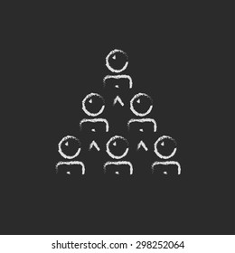 Business training hand drawn in chalk on a blackboard vector white icon on a black background