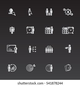 Business training and human resources icon set