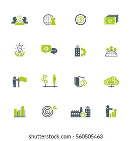 Business training and human resources icon set