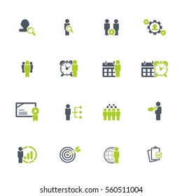 Business training and human resources icon set