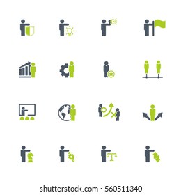 Business training and human resources icon set