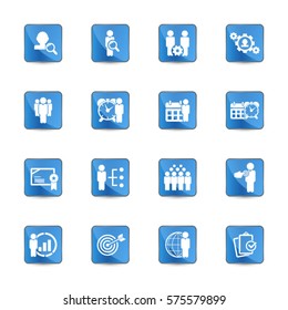 Business training and human resources icon set