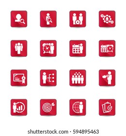 Business training and human resources icon set