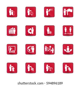 Business training and human resources icon set