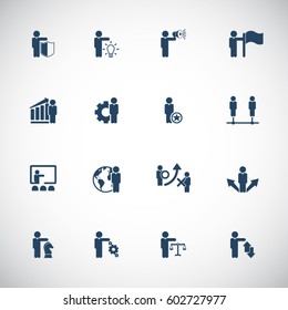 Business training and human resources icon set